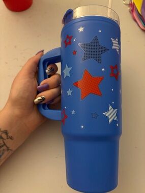 Blue Star Pattern Travel Mug - 30oz